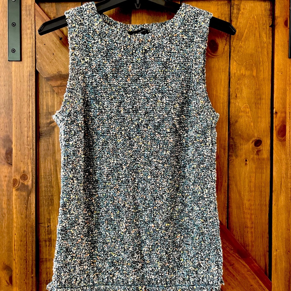 Ann Taylor sleeveless sweater, green, black, white multi color